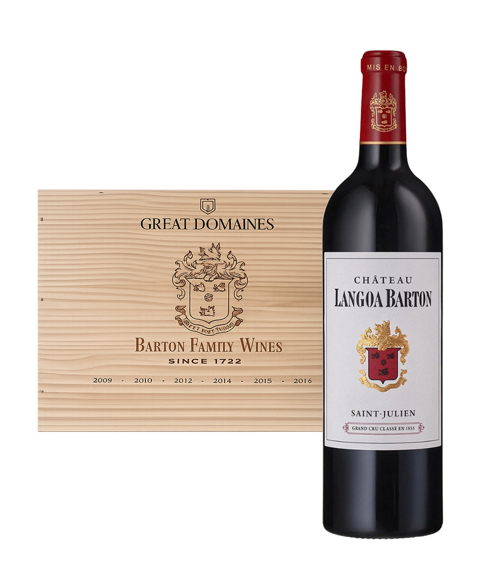Château Langoa-Barton Saint-Julien vertical wooden case of 6 bottles (2009, 2010, 2012, 2014, 2015, 2016)